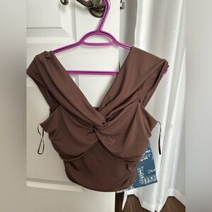 Brown twisted top from WAYF